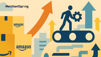 Flat-style digital illustration showing Amazon packages, upward growth arrows, and streamlined workflows, symbolizing vendor profitability and CRaP-out risk prevention