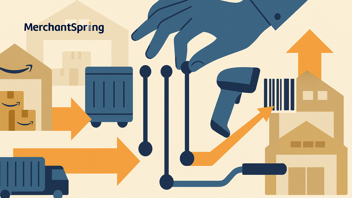 A flat-style digital illustration depicts hidden vendor logistics levers with icons of warehouses, shipping containers, barcode scans, and arrows, symbolizing agency strategies to optimize Amazon vendor operations